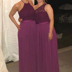 David’s Bridal Sangria Open Back with Lace top